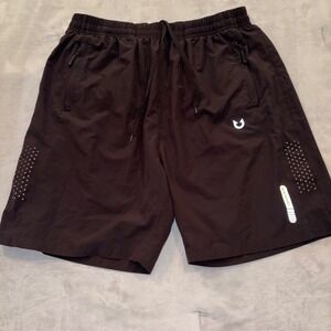 Northyard Mens Athletic Running Shorts Black XL Zipper Pockets Reflective Logo